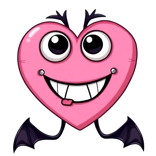 Lovable heart with bat wings